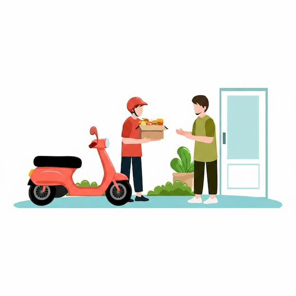Kurye teslimat illüstrasyonu